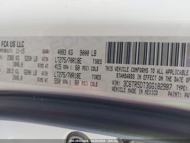 3C6TR5DT3GG182987 RAM 2500 Slt