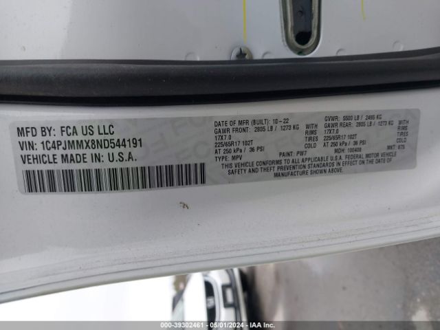 1C4PJMMX8ND544191 Jeep Cherokee Latitude Lux 4x4