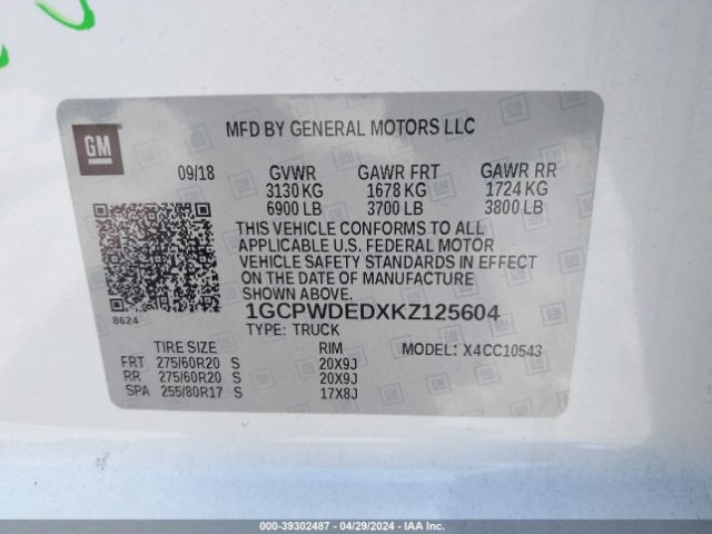 1GCPWDEDXKZ125604 Chevrolet Silverado 1500 Rst