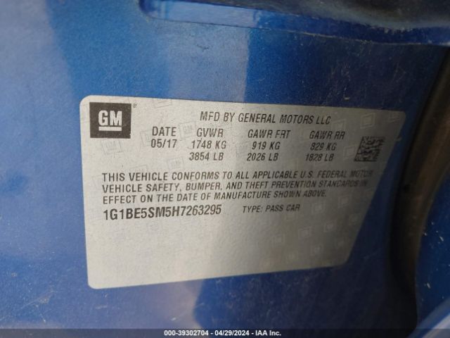 1G1BE5SM5H7263295 Chevrolet Cruze Lt Auto