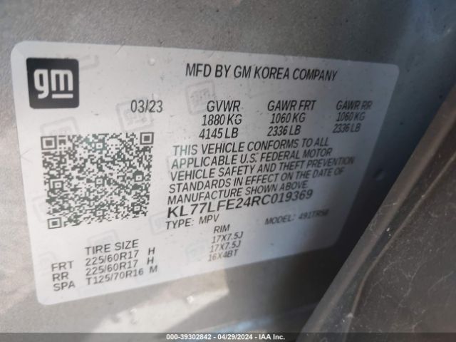 KL77LFE24RC019369 Chevrolet Trax Fwd Sp