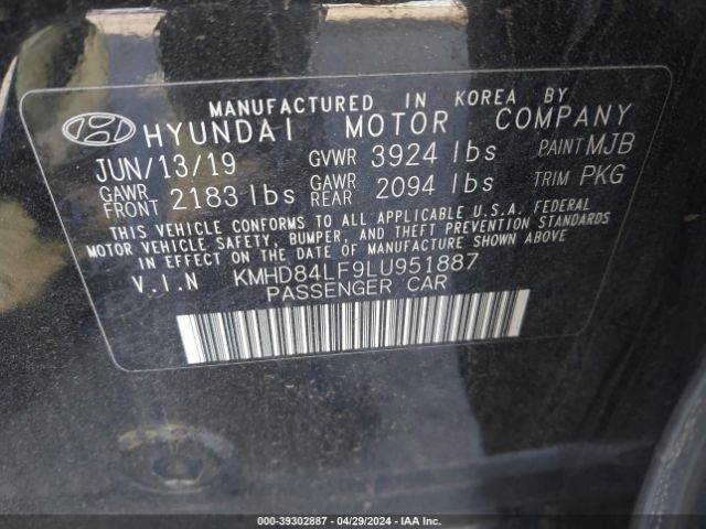 KMHD84LF9LU951887 Hyundai ELANTRA SEL