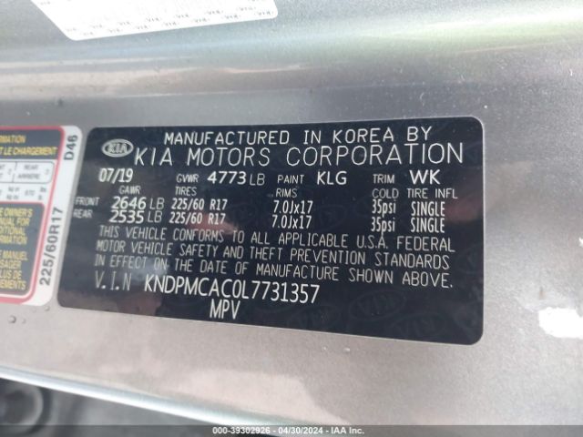KNDPMCAC0L7731357 KIA Sportage Lx