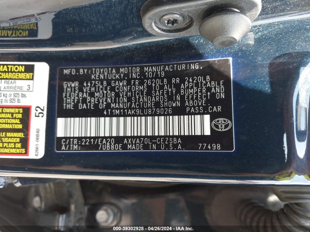 Toyota CAMRY SE 2020 4T1M11AK9LU879026 Image 9