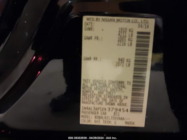 1N4AL3AP1EN379454 Nissan Altima 2.5/2.5 S/2.5 Sl/2.5 Sv