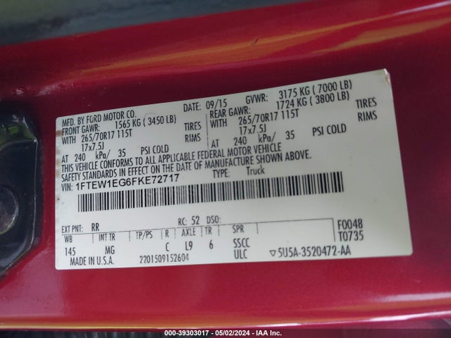 Ford F-150 Xlt 2015 1FTEW1EG6FKE72717 Image 9