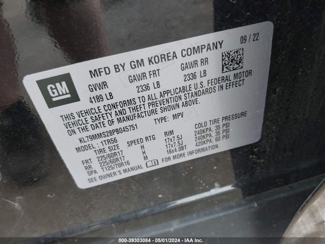 Chevrolet Trailblazer Fwd Ls 2023 KL79MMS28PB045751 Image 9