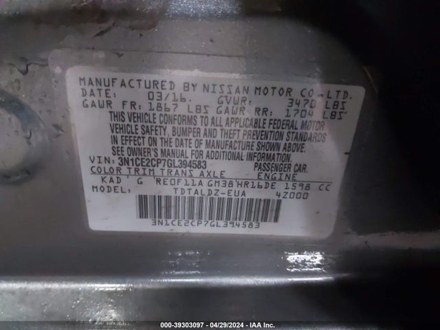 Nissan Versa Note Sv 2016 3N1CE2CP7GL394583 Image 9