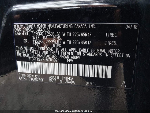 Toyota Rav4 Xle 2018 2T3RFREV7JW781921 Image 9
