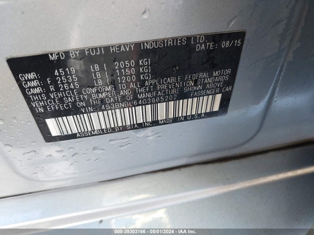 Subaru Legacy 2.5i Limited 2016 4S3BNBL64G3005202 Image 9