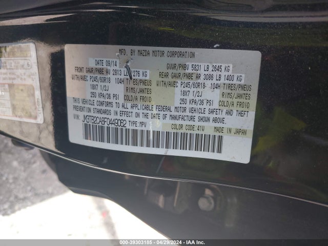 Mazda Cx-9 Touring 2015 JM3TB2CA8F0449062 Image 9