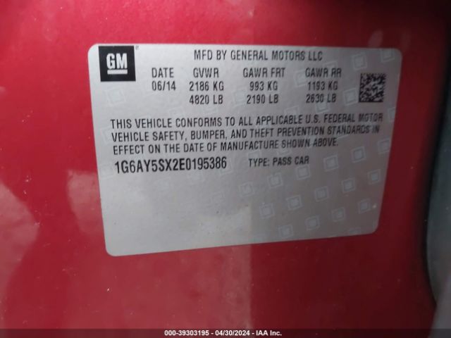 1G6AY5SX2E0195386 Cadillac Cts Performance