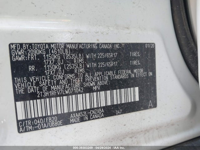Toyota RAV4 LE 2020 2T3H1RFV7LW071042 Image 9