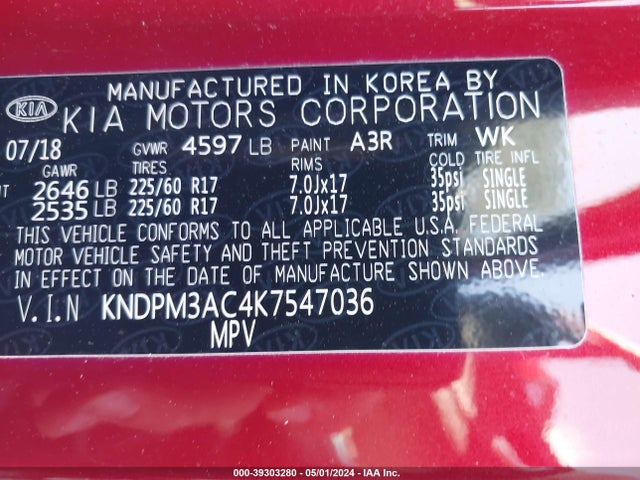KIA Sportage Lx 2019 KNDPM3AC4K7547036 Image 9
