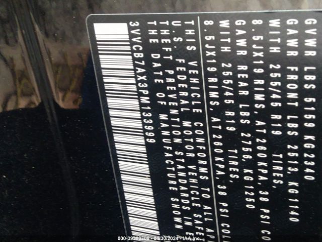 3VVCB7AX3PM133999 Volkswagen Tiguan 2.0t Se R-line Black