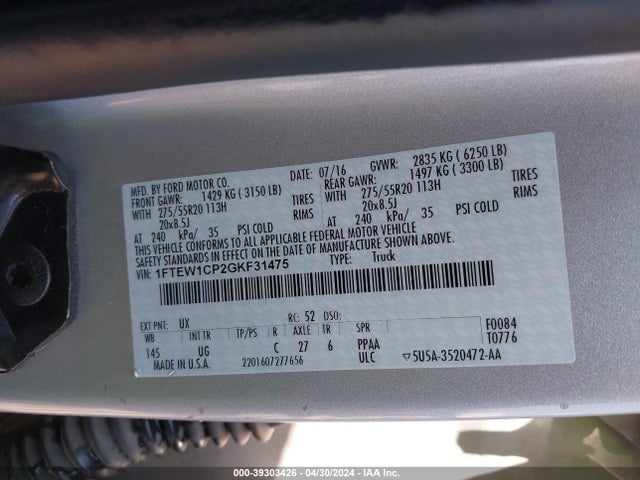 Ford F-150 Xlt 2016 1FTEW1CP2GKF31475 Image 9