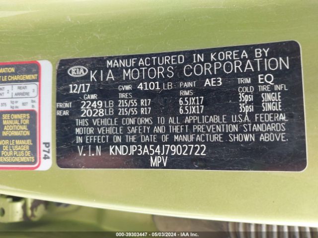 KNDJP3A54J7902722 KIA SOUL +