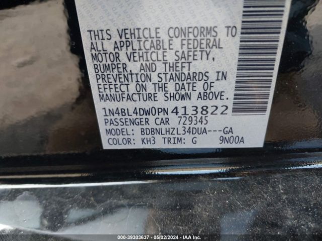 1N4BL4DW0PN413822 Nissan Altima Sv Intelligent Awd