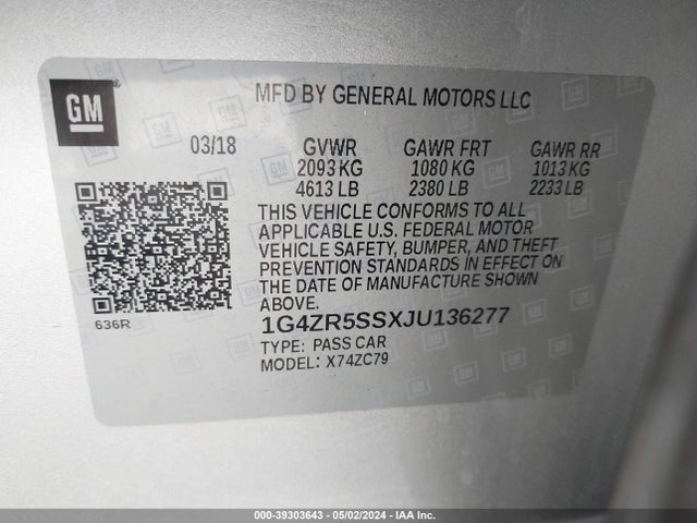 1G4ZR5SSXJU136277 Buick Lacrosse Premium
