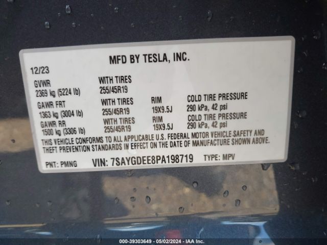 7SAYGDEE8PA198719 Tesla Model Y