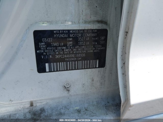 Hyundai ACCENT SE 2022 3KPC24A66NE168936 Image 9