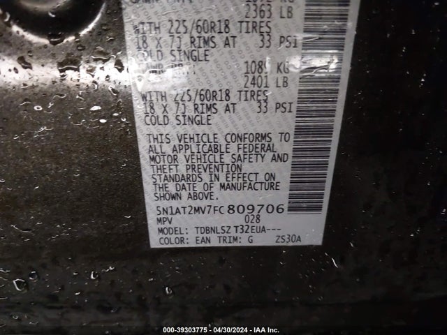 Nissan Rogue Sl 2015 5N1AT2MV7FC809706 Image 9