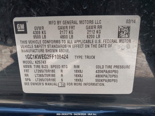 Chevrolet Silverado 2500hd Ltz 2015 1GC1KWEG2FF108424 Image 9