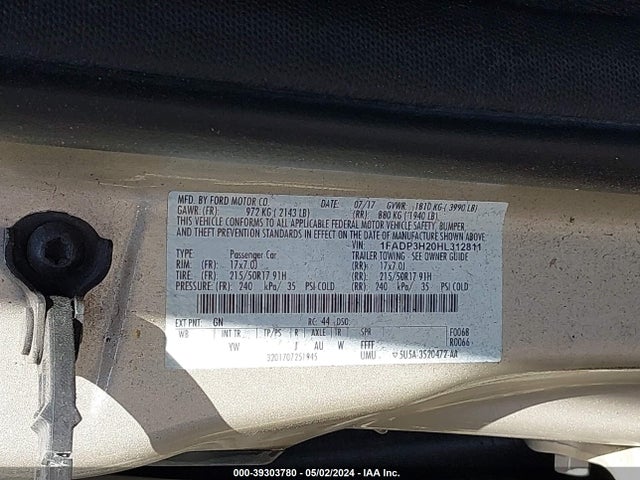 Ford FOCUS SEL 2017 1FADP3H20HL312811 Image 9