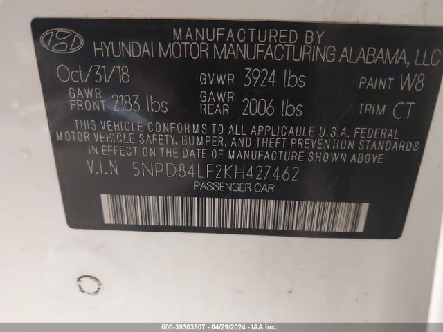Hyundai ELANTRA SEL 2019 5NPD84LF2KH427462 Image 9