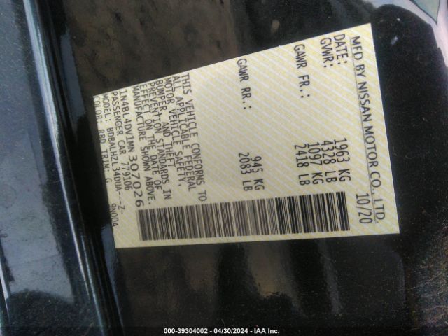 1N4BL4DV1MN307026 Nissan Altima Sv Fwd