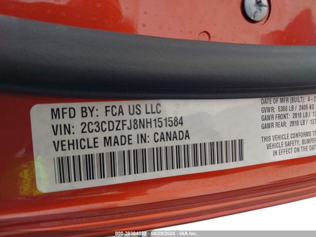 Dodge Challenger R/t Scat Pack 2022 2C3CDZFJ8NH151584 Image 9