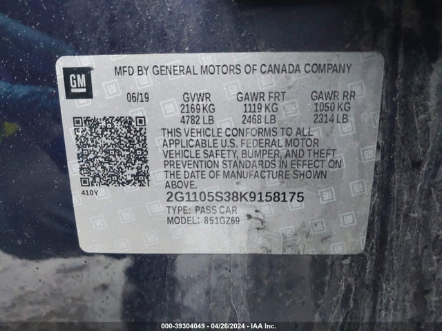 Chevrolet Impala Premier 2019 2G1105S38K9158175 Image 9