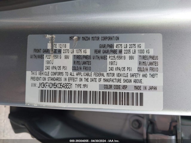 Mazda Cx-5 Grand Touring 2019 JM3KFADM5K0548631 Image 9