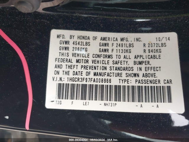 Honda Accord Touring 2015 1HGCR3F97FA008966 Image 9
