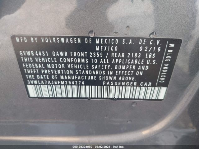 3VWLA7AJ6FM294274 Volkswagen Jetta 2.0l Tdi S