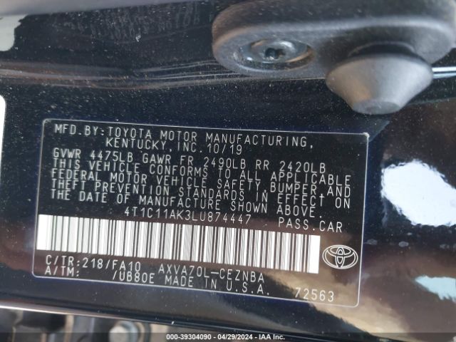 4T1C11AK3LU874447 Toyota CAMRY LE