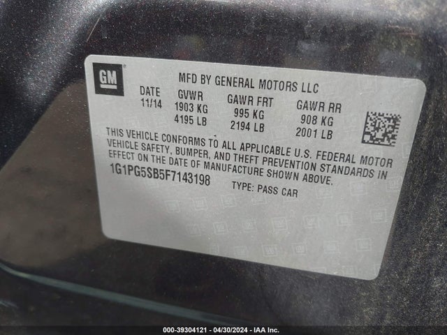 Chevrolet CRUZE LTZ 2015 1G1PG5SB5F7143198 Image 9