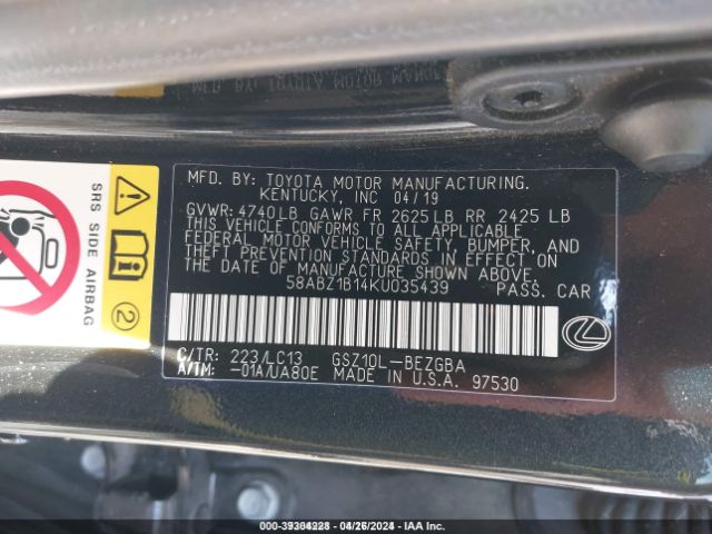 58ABZ1B14KU035439 Lexus Es 350 Ultra Luxury