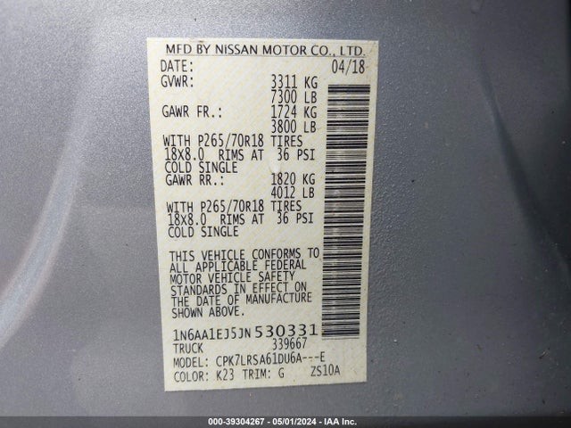 Nissan TITAN S 2018 1N6AA1EJ5JN530331 Image 9
