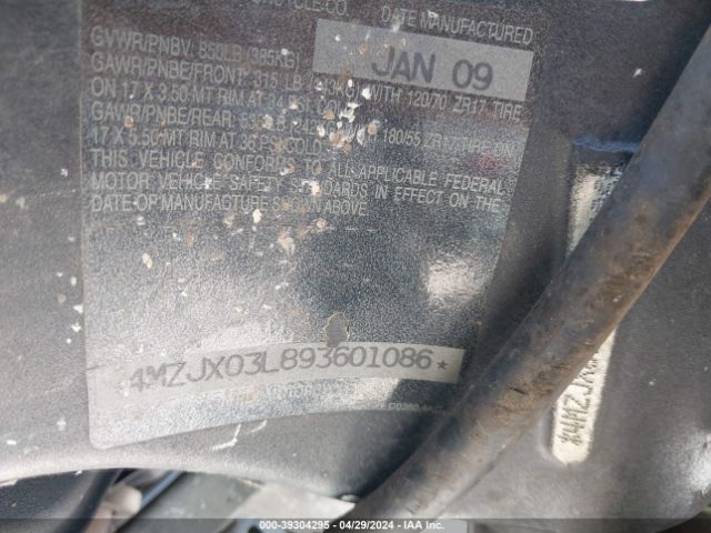 2009 BUELL LIGHTNING 4MZJX03L893601086 Photo 9