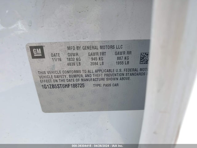 Chevrolet MALIBU LS 2017 1G1ZB5ST6HF188725 Image 9