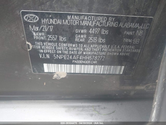 Hyundai Sonata 2017 5NPE24AF4HH578272 Image 9