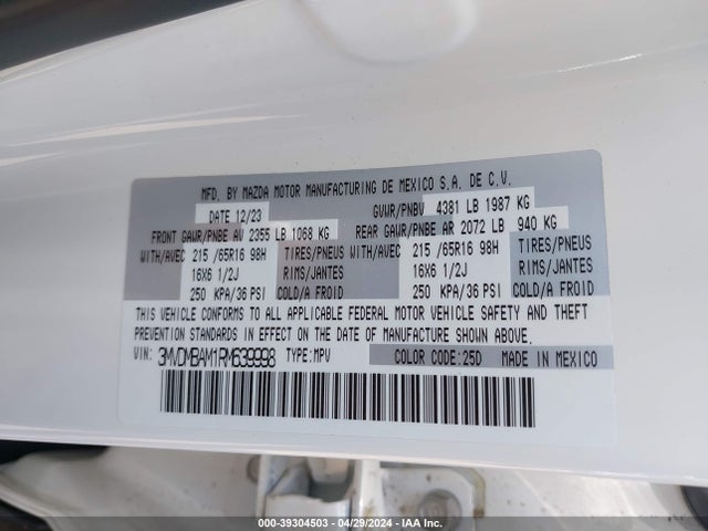3MVDMBAM1RM639998 Mazda Cx-30 2.5 S