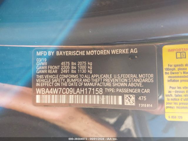 WBA4W7C09LAH17158 BMW 440I