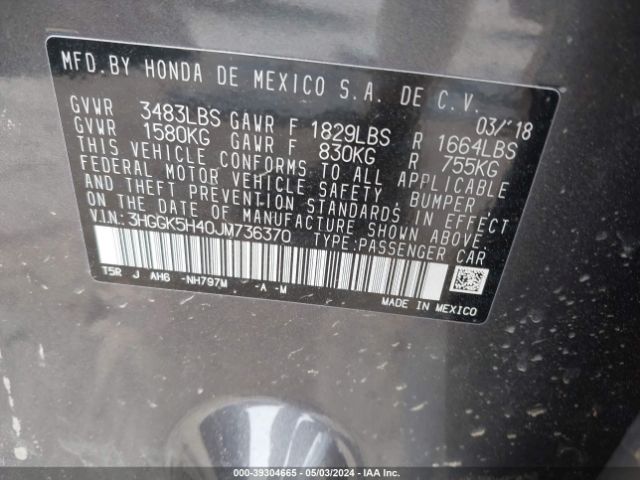 3HGGK5H40JM736370 Honda FIT LX