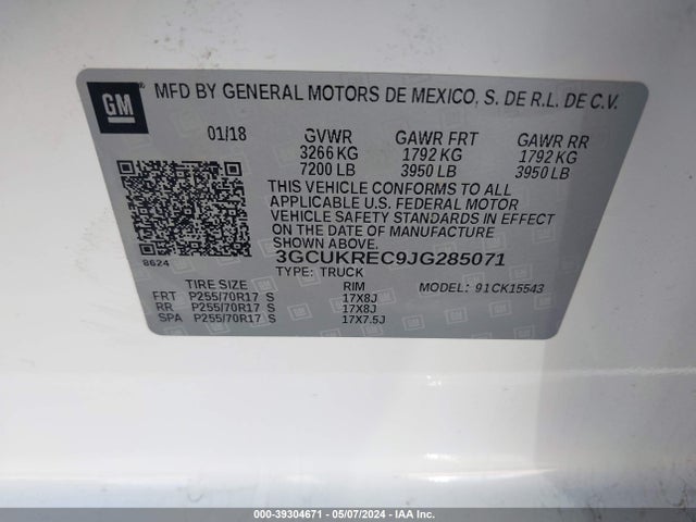 Chevrolet Silverado 1500 1lt 2018 3GCUKREC9JG285071 Image 9