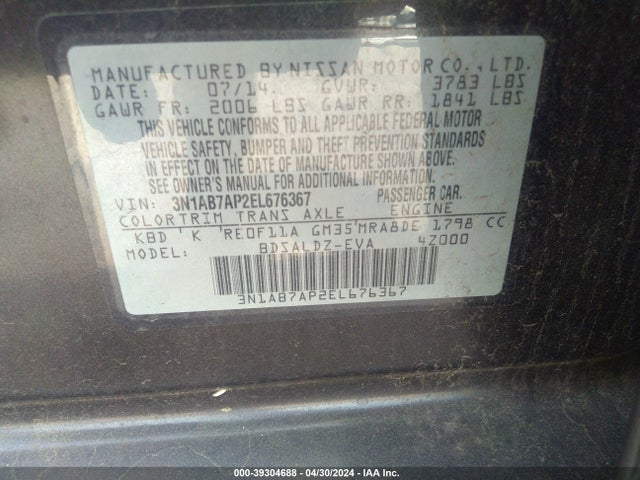 Nissan SENTRA SV 2014 3N1AB7AP2EL676367 Image 9