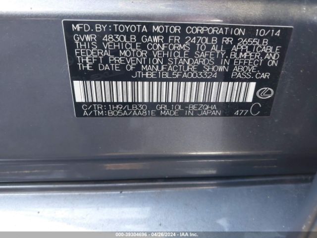 JTHBE1BL5FA003324 Lexus GS 350