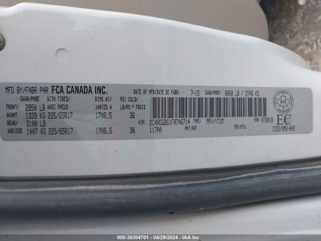 2C4RDGBG1FR746714 Dodge Grand Caravan Se/sxt