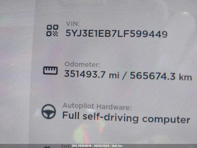 Tesla Model 3 Long Range Dual Motor All-wheel Drive 2020 5YJ3E1EB7LF599449 Image 15